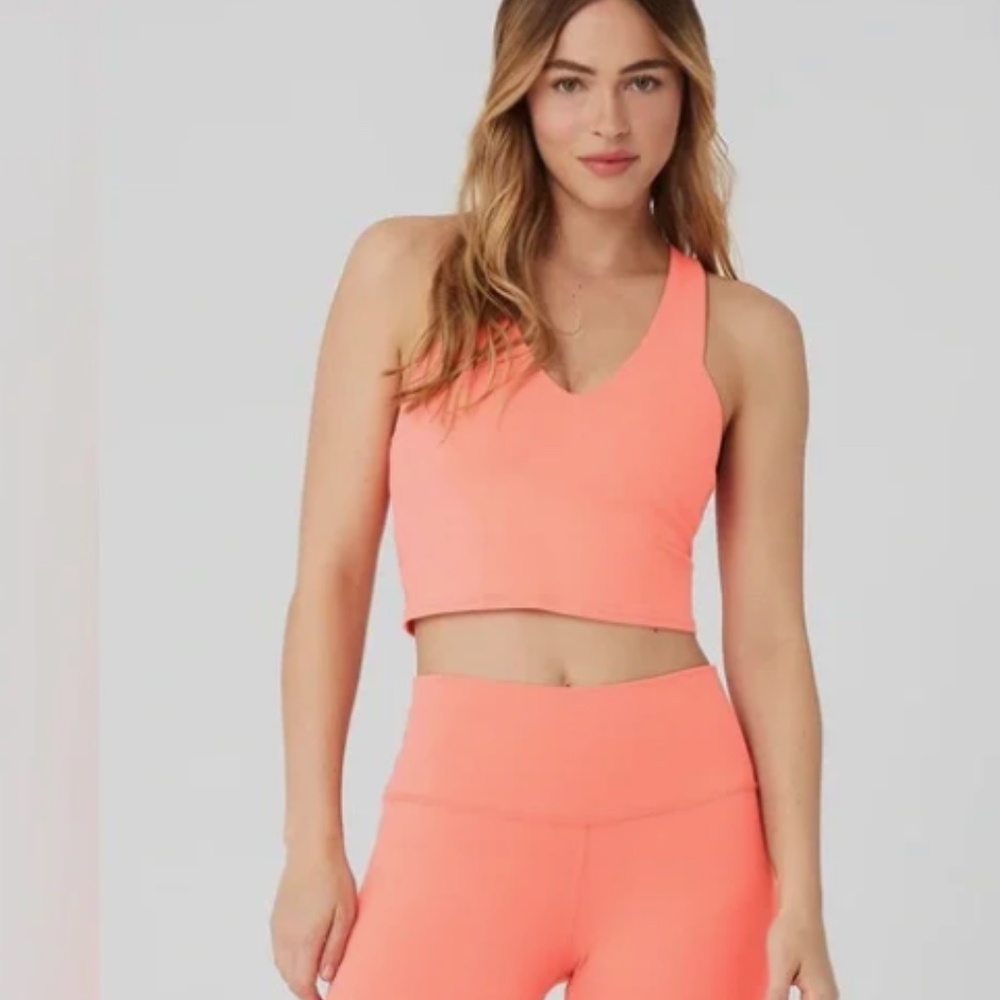 ALO Airbrush Real Bra Tank in candy orange size Medium